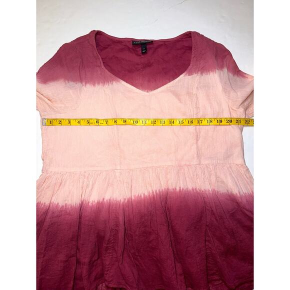 Lane Bryant Top Womens Plus Size 18 Pink Red Tie Dye Gauze Ling Sleeve Lined - Picture 6 of 8
